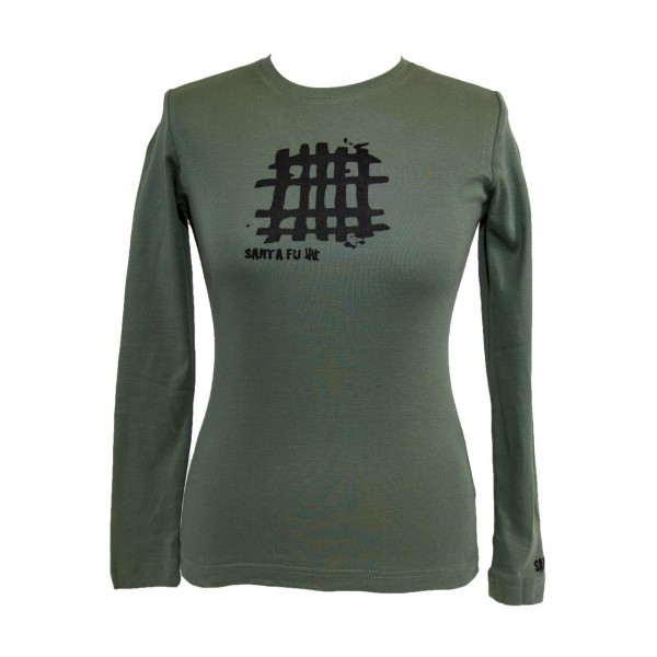 Lady-Shirt oliv, "Motiv Gitter", langarm
