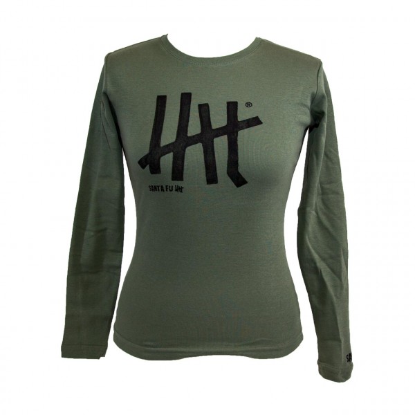 Lady-Shirt oliv, "Motiv Five", langarm