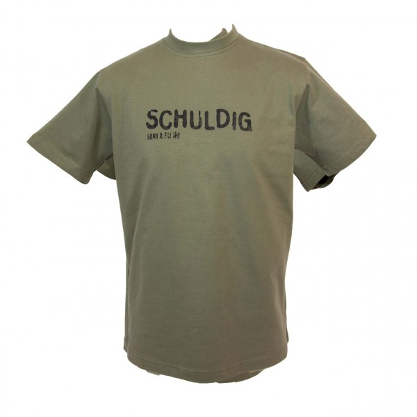 T-Shirt oliv, "Schuldig"