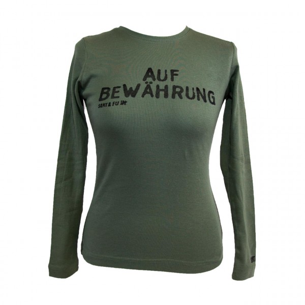 Lady-Shirt oliv, "Auf Bewährung", langarm