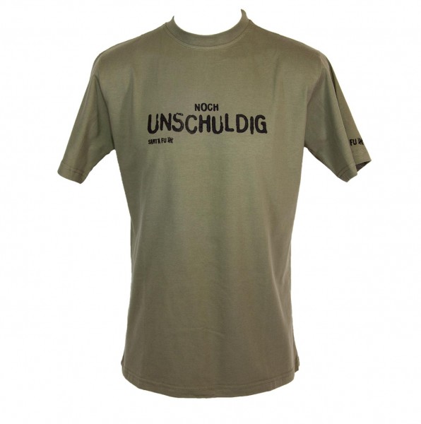 T-Shirt oliv, "Noch unschuldig"