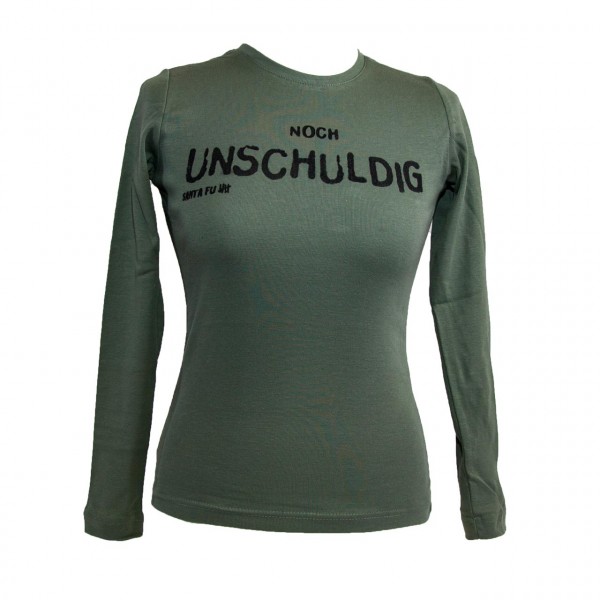 Lady-Shirt oliv, "Noch unschuldig", langarm